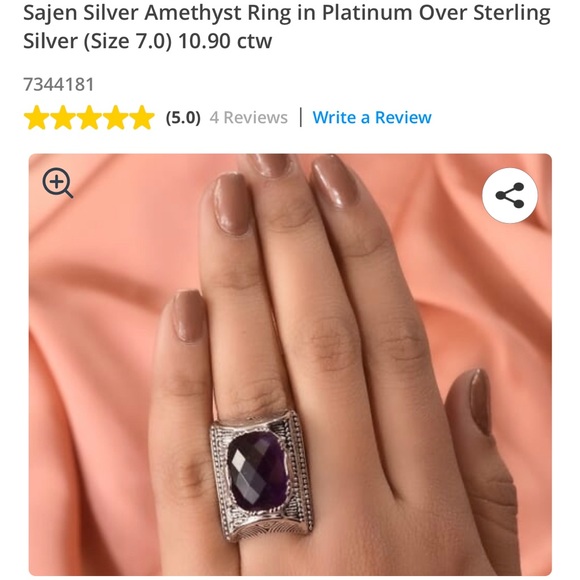 SAJEN SILVER AMETHYST SOLITAIRE SET IN 925 STERLING SILVER (SIZE 7) 10.90 ctw - Picture 3 of 10